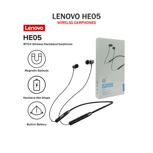 "Lenovo HE05 Neckband | Style, Sound & Durability"